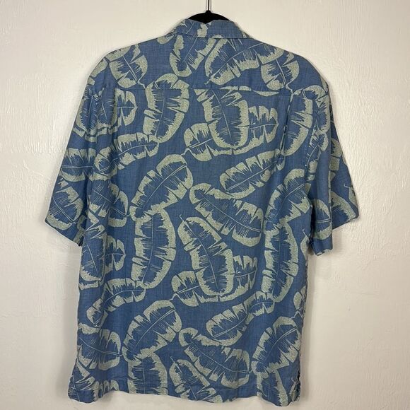 ❤️Last Chance Nat Nast Linen Short Sleeve Feather Print Hawaiian Shirt Size M - Picture 4 of 9